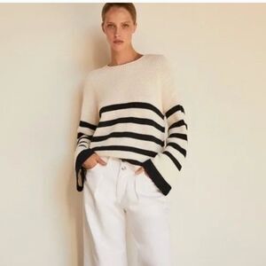 Frame Mariner Striped Sweater Navy White Cotton Oversized XS